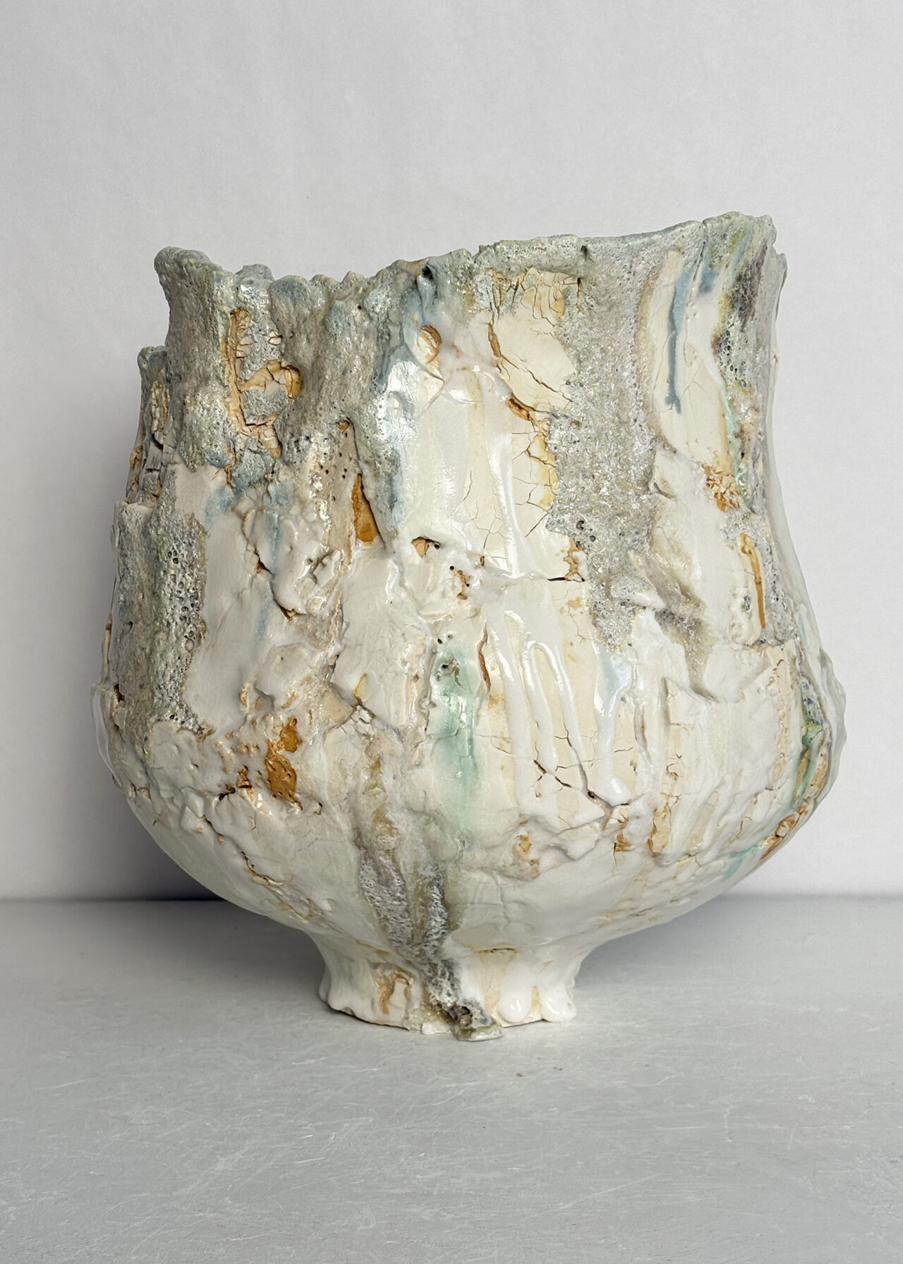 Vessel no. 56 Contemporary ceramic vessel with blistered surface texture and oxide glaze, sculptural stoneware by Rebeccah Pailes-Friedman