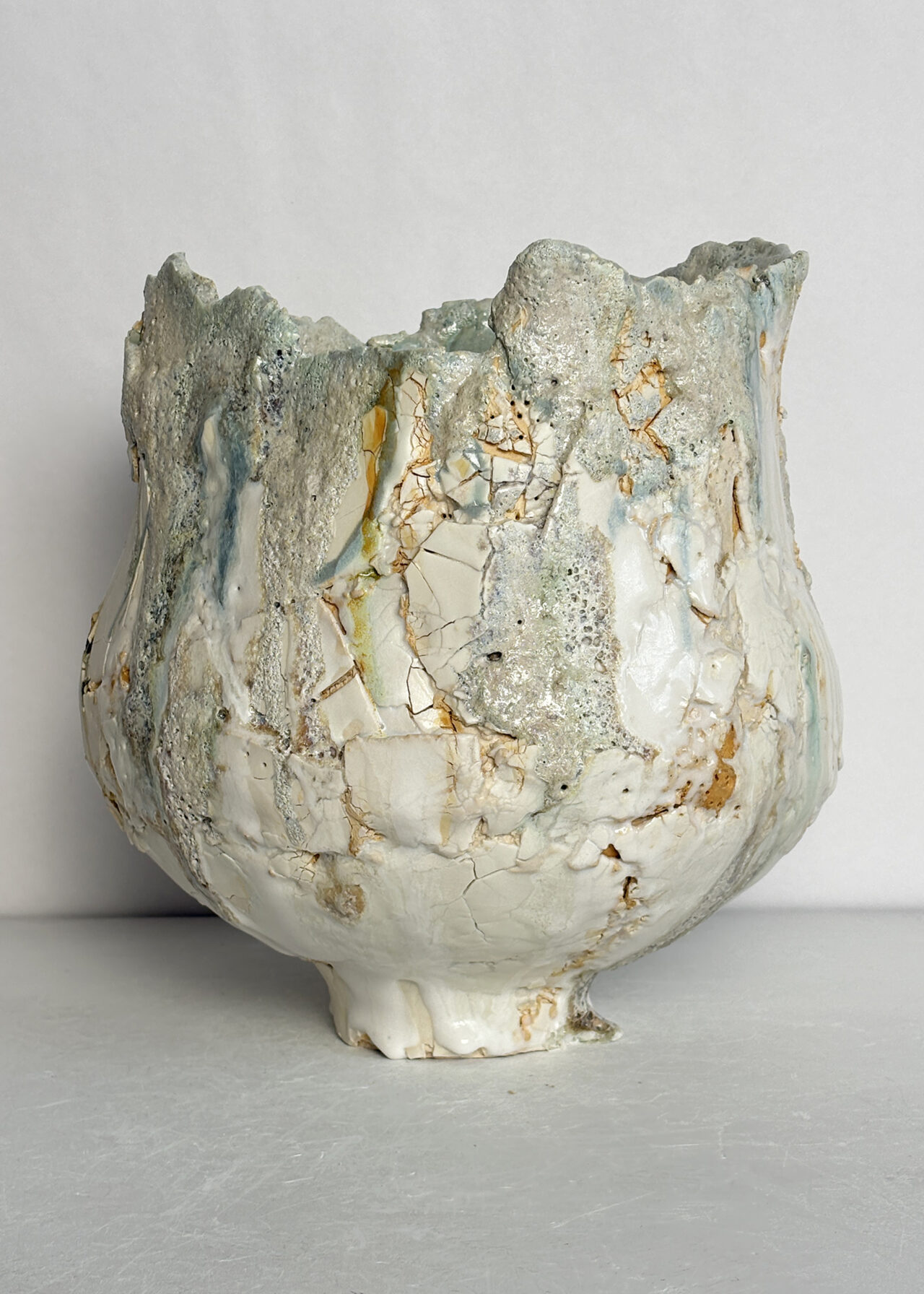Vessel no. 56 Contemporary ceramic vessel with blistered surface texture and oxide glaze, sculptural stoneware by Rebeccah Pailes-Friedman