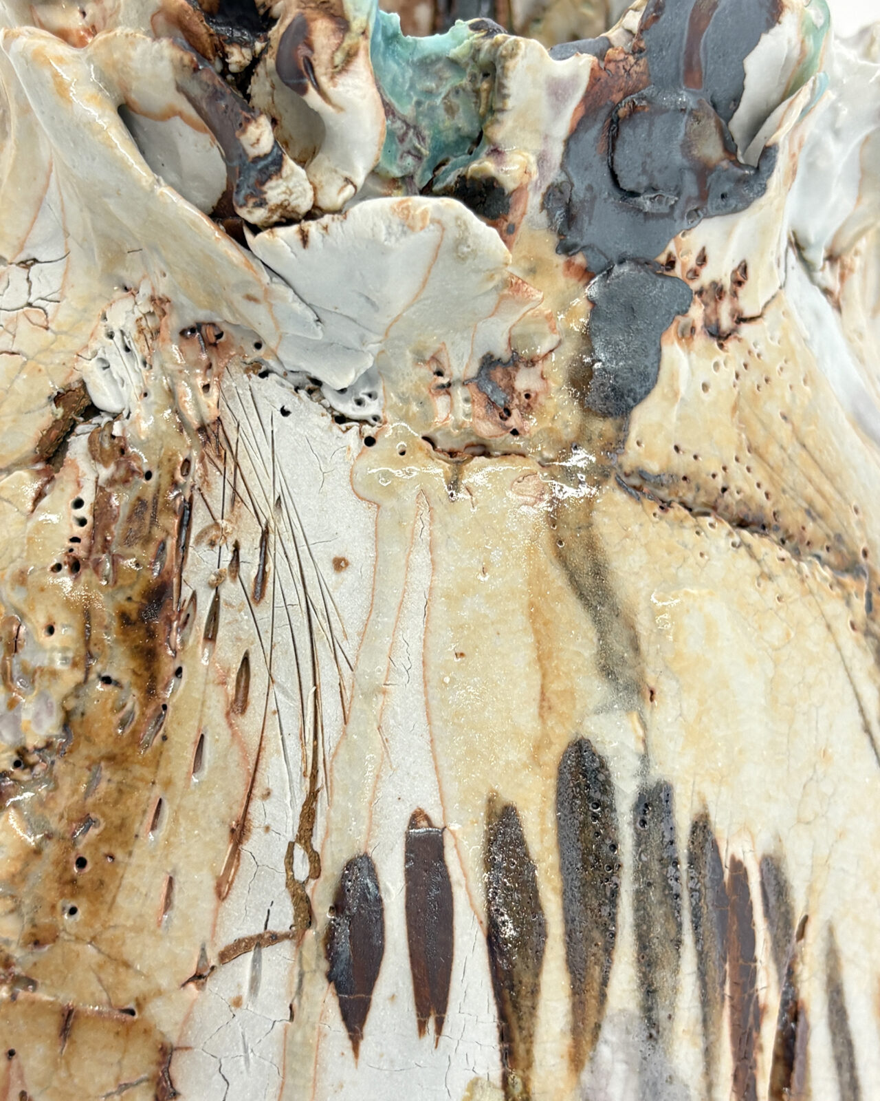 Vessel no. 67 - detailed images of the texture of the glaze and markings on the vessel